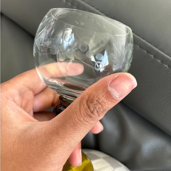 German Roemer Etched Glassware Grapes Pattern Set of 3 Crystal Glass - Picture 6 of 6